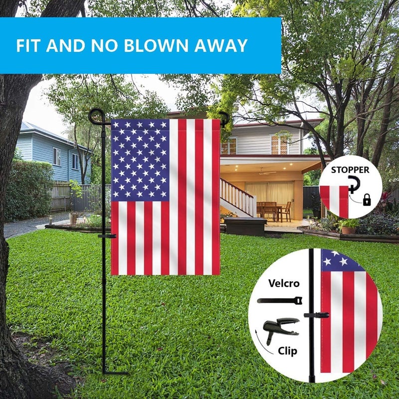 PHITRIC Garden Flag Holder Stand, Premium Powder-Coated Yard Flag Pole, Weather-Proof Black Metal Flagpole with Clip and Stopper for Winter Christmas Garden Flag, USA Flag, Outdoor Decor Decoration - Image 2